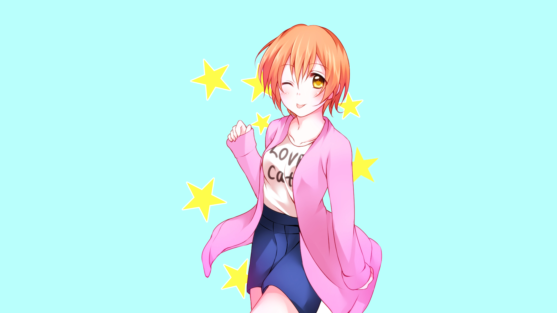 Download Rin Hoshizora Anime Love Live! HD Wallpaper by 藤崎鏡也