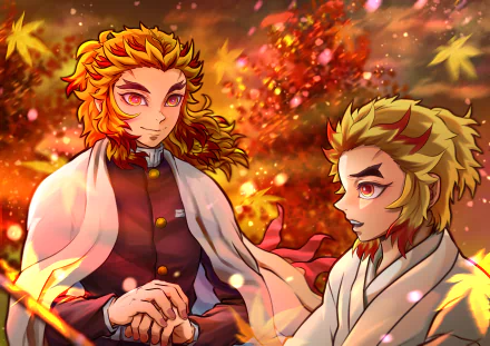 Senjuro Rengoku Kyojuro Rengoku Anime Demon Slayer: Kimetsu no Yaiba HD Desktop Wallpaper | Background Image