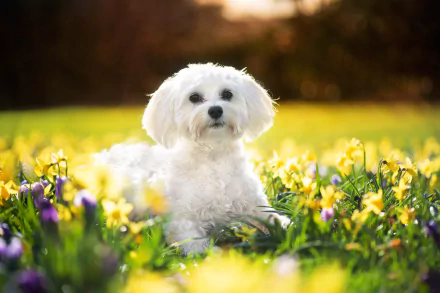 daffodil Animal maltese HD Desktop Wallpaper | Background Image