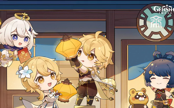 Guoba (Genshin Impact) Xiangling (Genshin Impact) Aether (Genshin Impact) Lumine (Genshin Impact) Paimon (Genshin Impact) video game Genshin Impact HD Desktop Wallpaper | Background Image