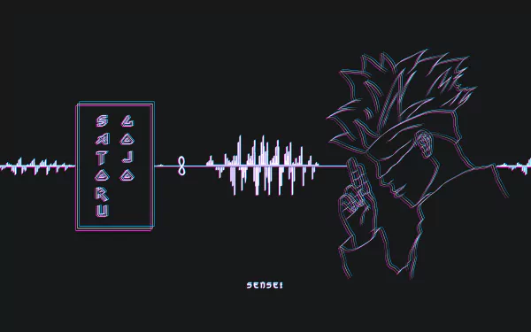 black glitch art Satoru Gojo Anime Jujutsu Kaisen black anime HD Desktop Wallpaper | Background Image