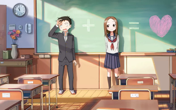 Nishikata (Karakai Jouzu no Takagi-san) Takagi (Karakai Jouzu no Takagi-san) Anime Teasing Master Takagi-san HD Desktop Wallpaper | Background Image