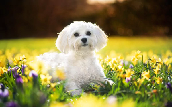 daffodil Animal maltese HD Desktop Wallpaper | Background Image