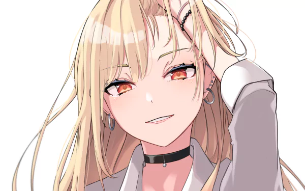 HD anime desktop wallpaper featuring Marin Kitagawa from My Dress-Up Darling with a confident expression and detailed shading.