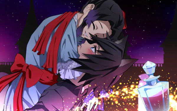 Shinobu Kochou Giyuu Tomioka GiyuShino (Demon Slayer) Anime Demon Slayer: Kimetsu no Yaiba HD Desktop Wallpaper | Background Image