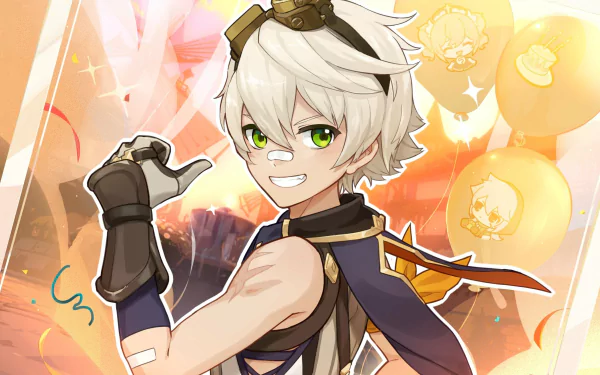 smile green eyes goggles Bennett (Genshin Impact) video game Genshin Impact HD Desktop Wallpaper | Background Image