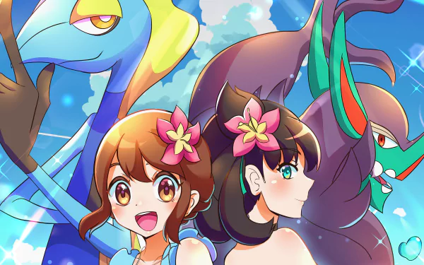Gloria (Pokémon) Marnie (Pokémon) Inteleon (Pokémon) Grimmsnarl (Pokémon) video game Pokémon: Sword and Shield HD Desktop Wallpaper | Background Image