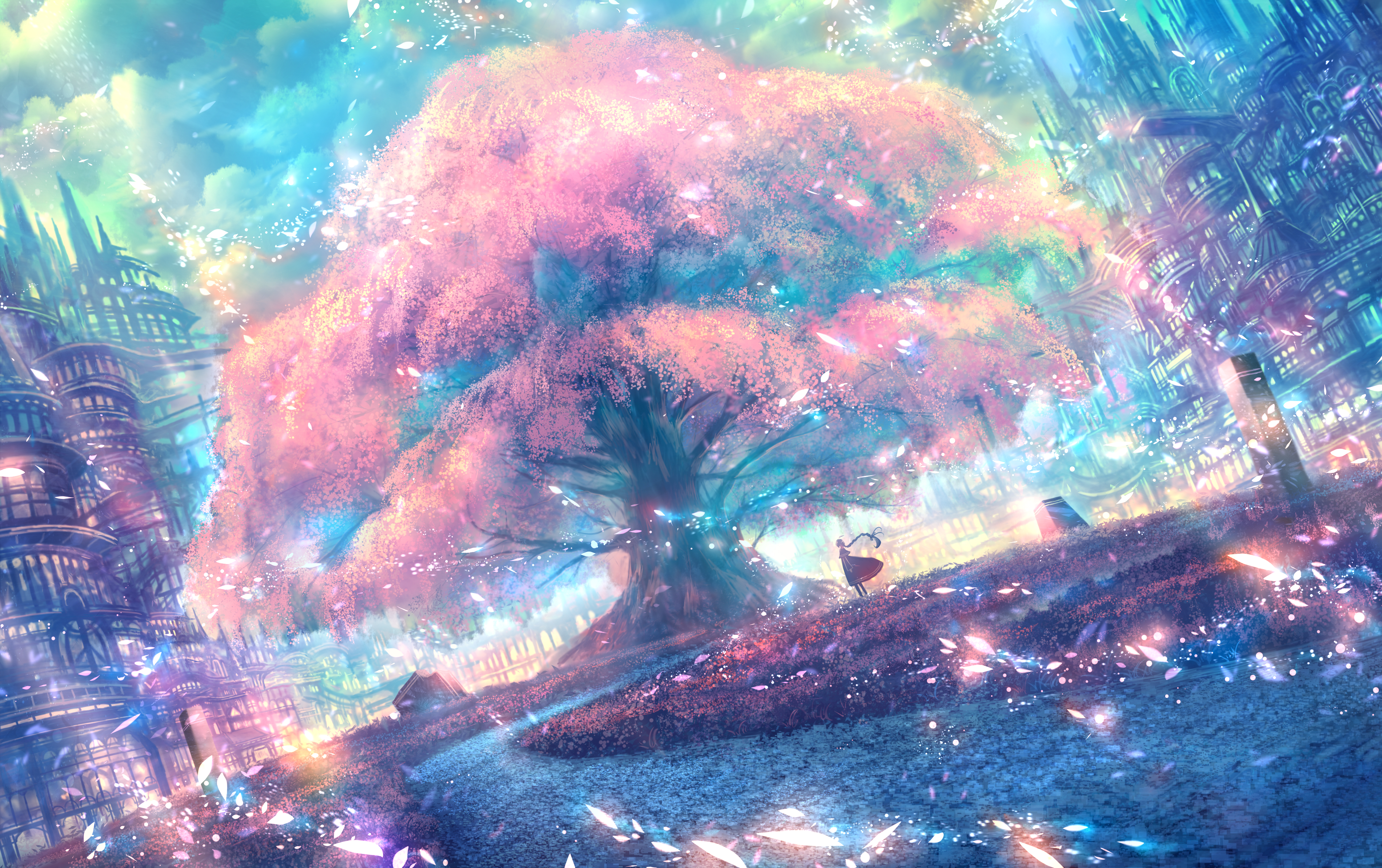 Cherry blossom tree | Anime scenery, Anime scenery wallpaper, Anime cherry  blossom