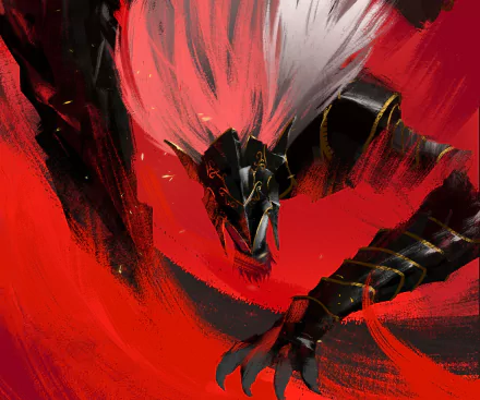 HD PC desktop wallpaper featuring Maliketh the Black Blade from the video game Elden Ring, depicted with striking red and black tones.