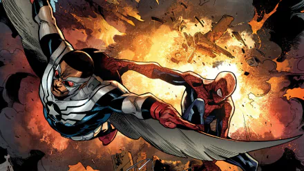  Spiderman Flying on captain america