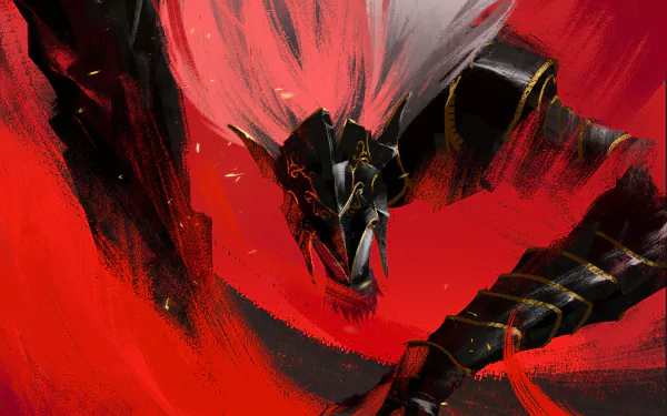 HD PC desktop wallpaper featuring Maliketh the Black Blade from the video game Elden Ring, depicted with striking red and black tones.