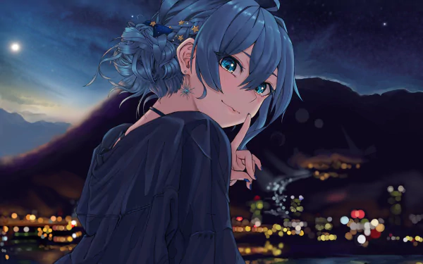 hololive Hoshimachi Suisei Anime Virtual Youtuber HD Desktop Wallpaper | Background Image