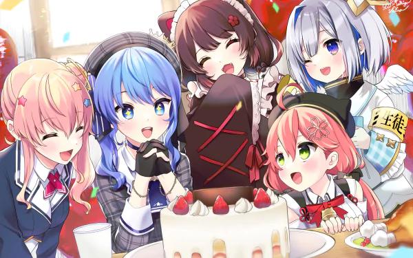 Sakura Miko Inui Toko Hoshimachi Suisei Amane Kanata Anime Virtual Youtuber HD Desktop Wallpaper | Background Image