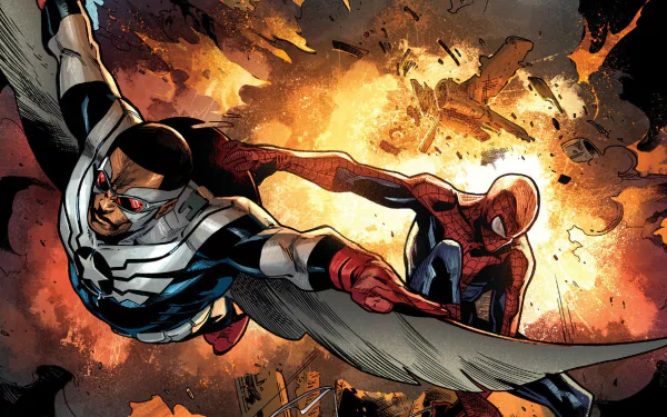  Spiderman Flying on captain america