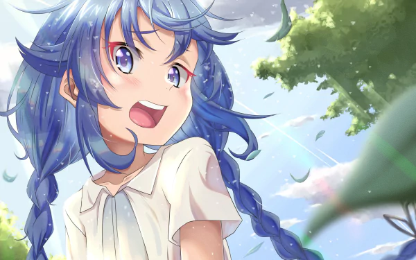 HD anime wallpaper featuring Roxy Migurdia from Mushoku Tensei: Jobless Reincarnation, with vibrant colors and a bright outdoor background.