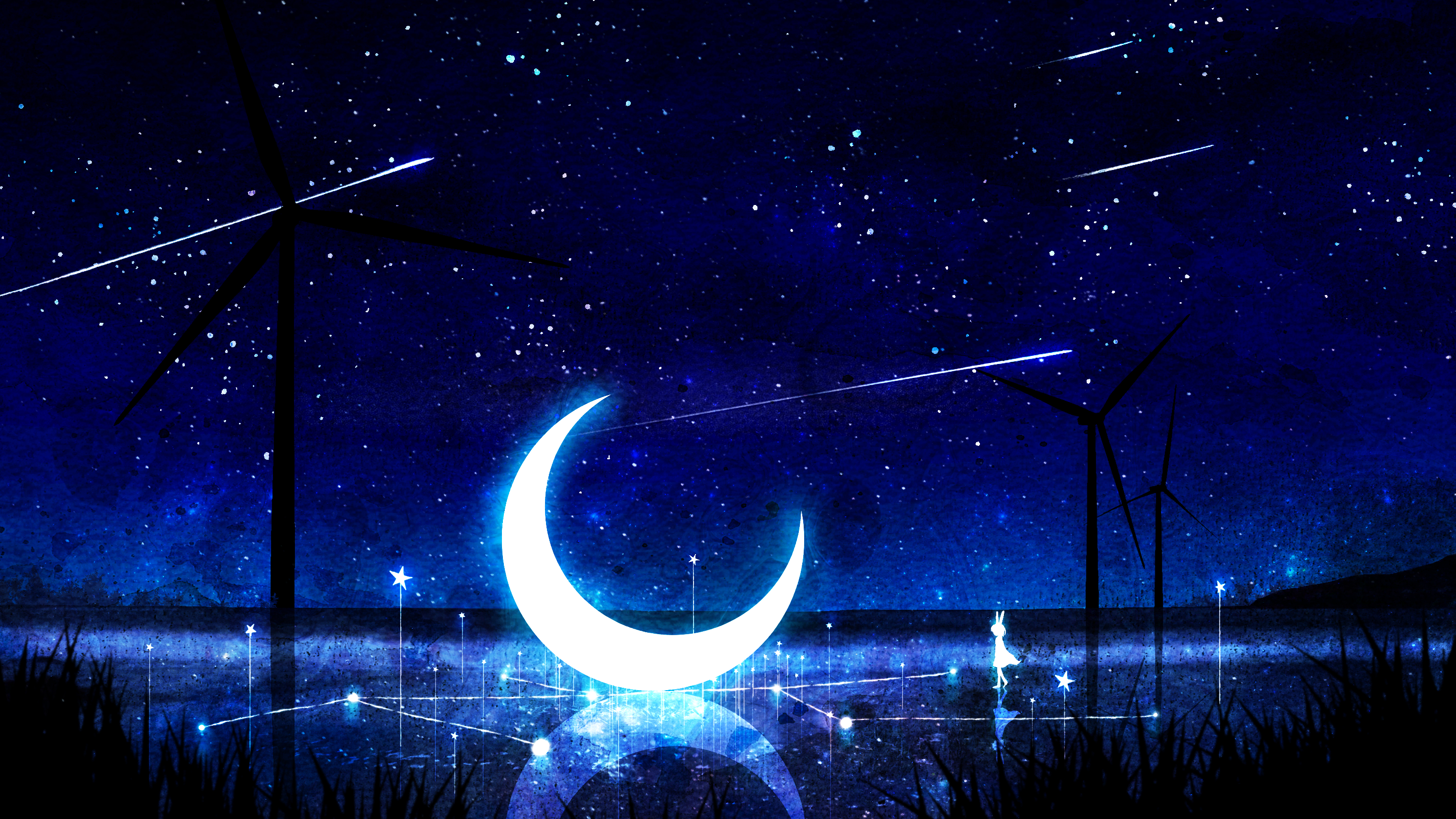 Premium AI Image | Anime background with the moon and the moon