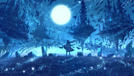 floating island Anime girl anime girl HD Desktop Wallpaper | Background Image