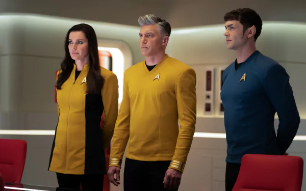 Christopher Pike Spock Una Chin-Riley TV Show Star Trek: Strange New Worlds HD Desktop Wallpaper | Background Image