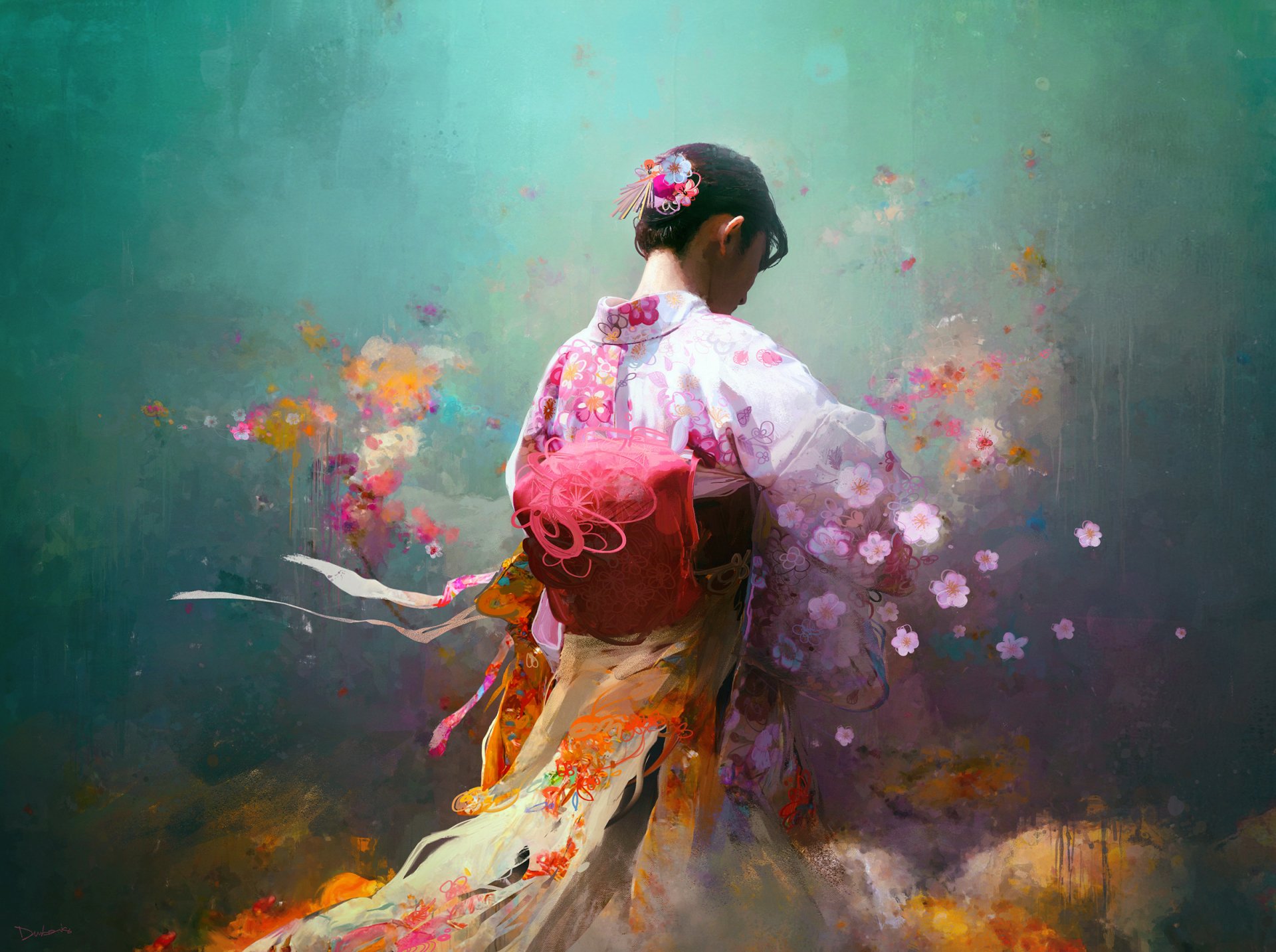 Download Kimono Fantasy Geisha HD Wallpaper by Thomas Dubois