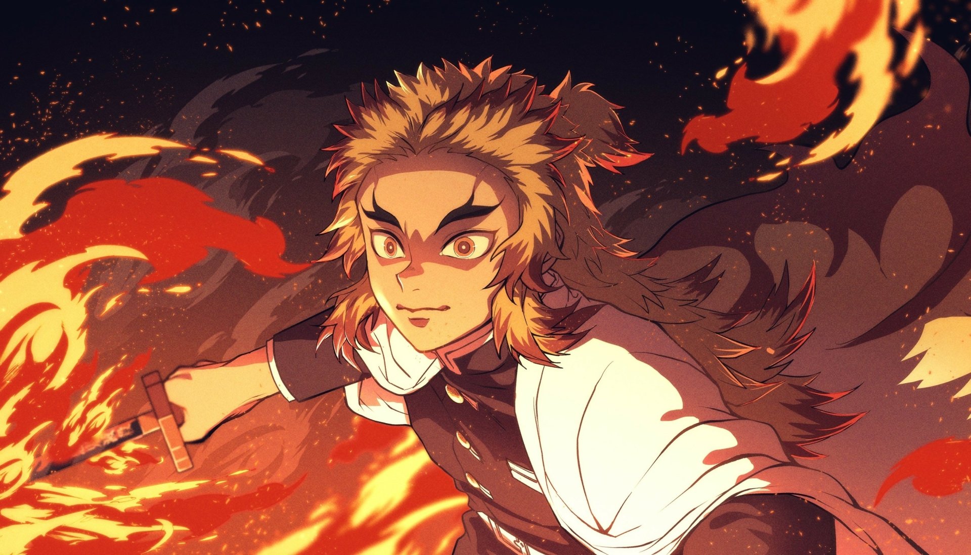 Download Kyojuro Rengoku Anime Demon Slayer: Kimetsu No Yaiba HD Wallpaper by 永月コウ