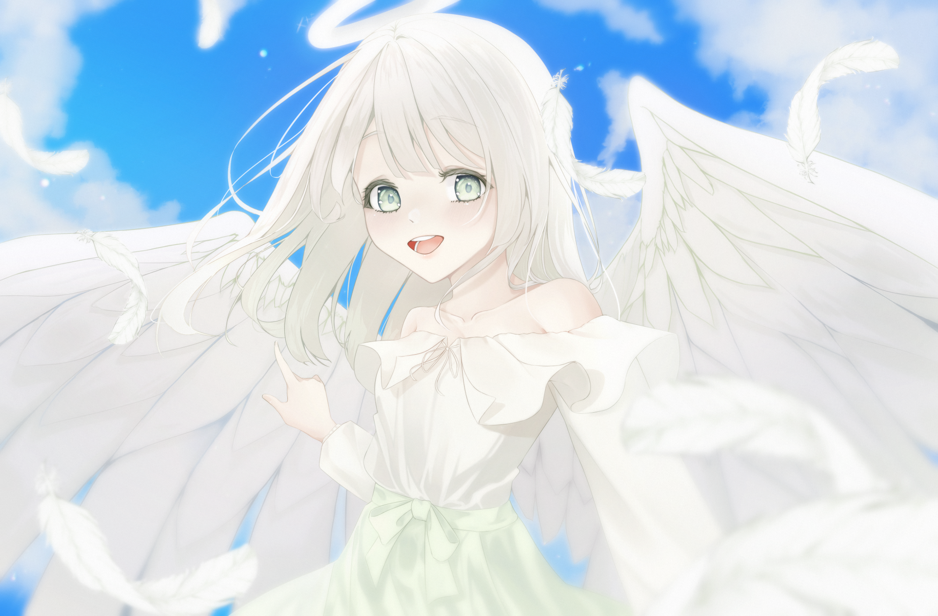 Heavenly Smile — 4K Anime Angel Wallpaper, image size:1920x1261