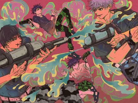 Toji Fushiguro Megumi Fushiguro Satoru Gojo Anime Jujutsu Kaisen HD Desktop Wallpaper | Background Image