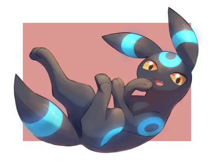 HD PC desktop wallpaper featuring Umbreon, a Pokémon from the video game series, with its distinctive blue rings and playful expression.