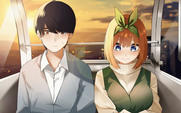 Yotsuba Nakano Fuutarou Uesugi Anime The Quintessential Quintuplets HD Desktop Wallpaper | Background Image