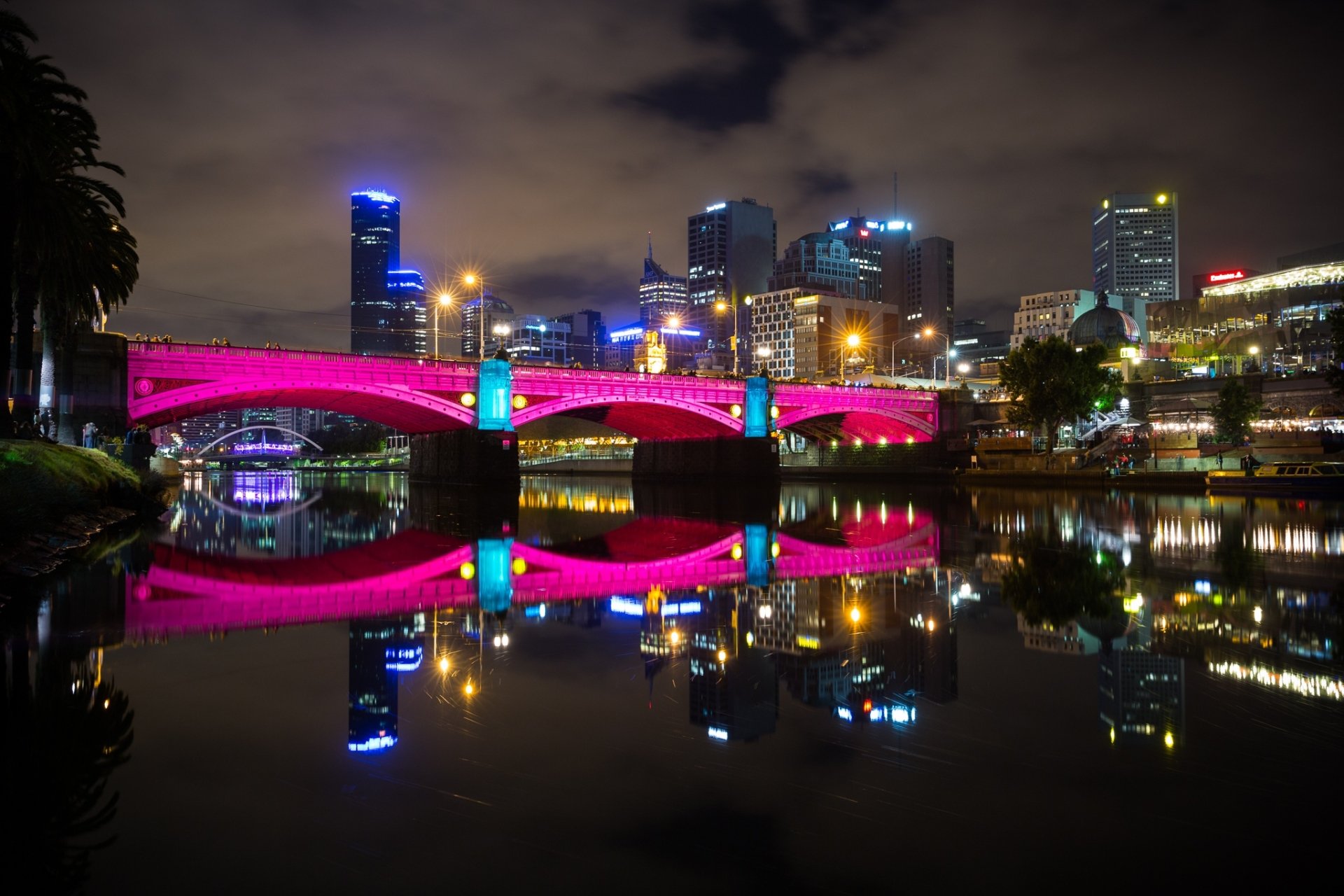 Download Reflection Night Man Made Melbourne HD Wallpaper