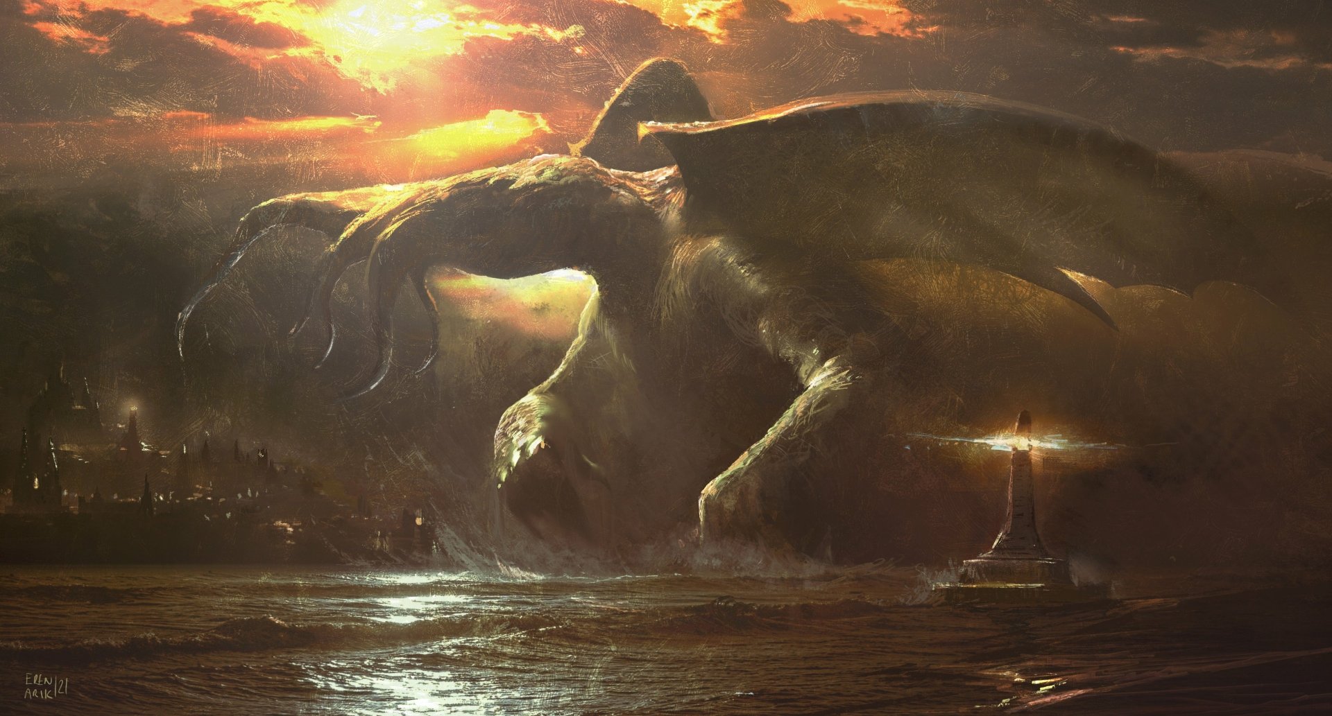 Download Fantasy Cthulhu 4k Ultra HD Wallpaper