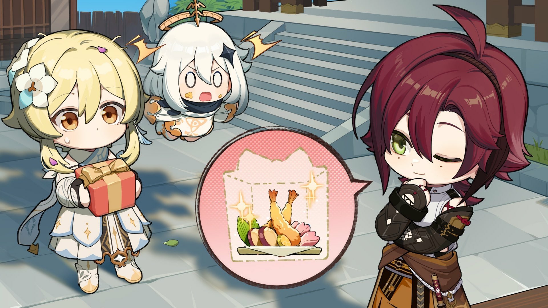 Download Chibi Shikanoin Heizou Paimon (Genshin Impact) Lumine (Genshin Impact) Video Game Genshin Impact HD Wallpaper