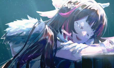 HD PC desktop wallpaper featuring Columbina from the video game Genshin Impact, depicted with soft lighting and a serene expression.