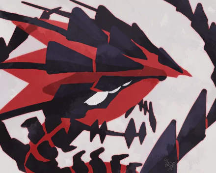 HD PC desktop wallpaper featuring Eternatus, the legendary Pokémon from the video game Pokémon: Sword and Shield, depicted in a bold, angular design.