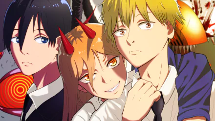 Denji (Chainsaw Man) Power (Chainsaw Man) Aki Hayakawa Anime Chainsaw Man HD Desktop Wallpaper | Background Image