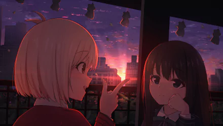 Takina Inoue Chisato Nishikigi Anime Lycoris Recoil HD Desktop Wallpaper | Background Image