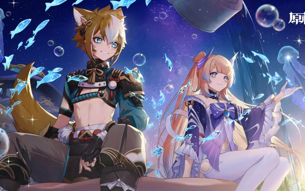 Sangonomiya Kokomi Gorou (Genshin Impact) video game Genshin Impact HD Desktop Wallpaper | Background Image