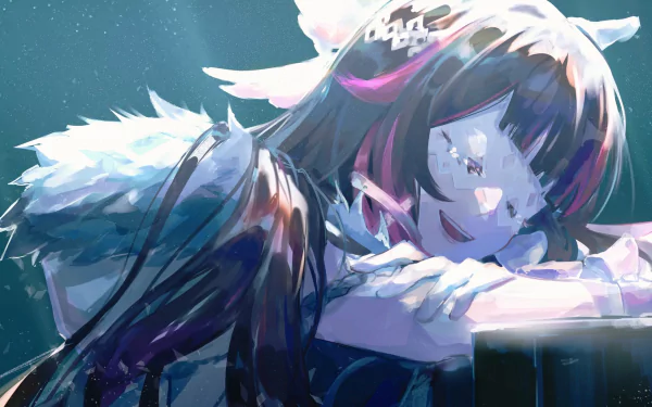 HD PC desktop wallpaper featuring Columbina from the video game Genshin Impact, depicted with soft lighting and a serene expression.