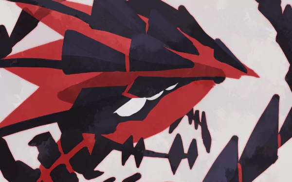 HD PC desktop wallpaper featuring Eternatus, the legendary Pokémon from the video game Pokémon: Sword and Shield, depicted in a bold, angular design.