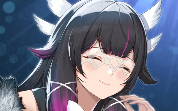 HD PC desktop wallpaper featuring Columbina from the video game Genshin Impact, showcasing her with a joyful expression and detailed character design.