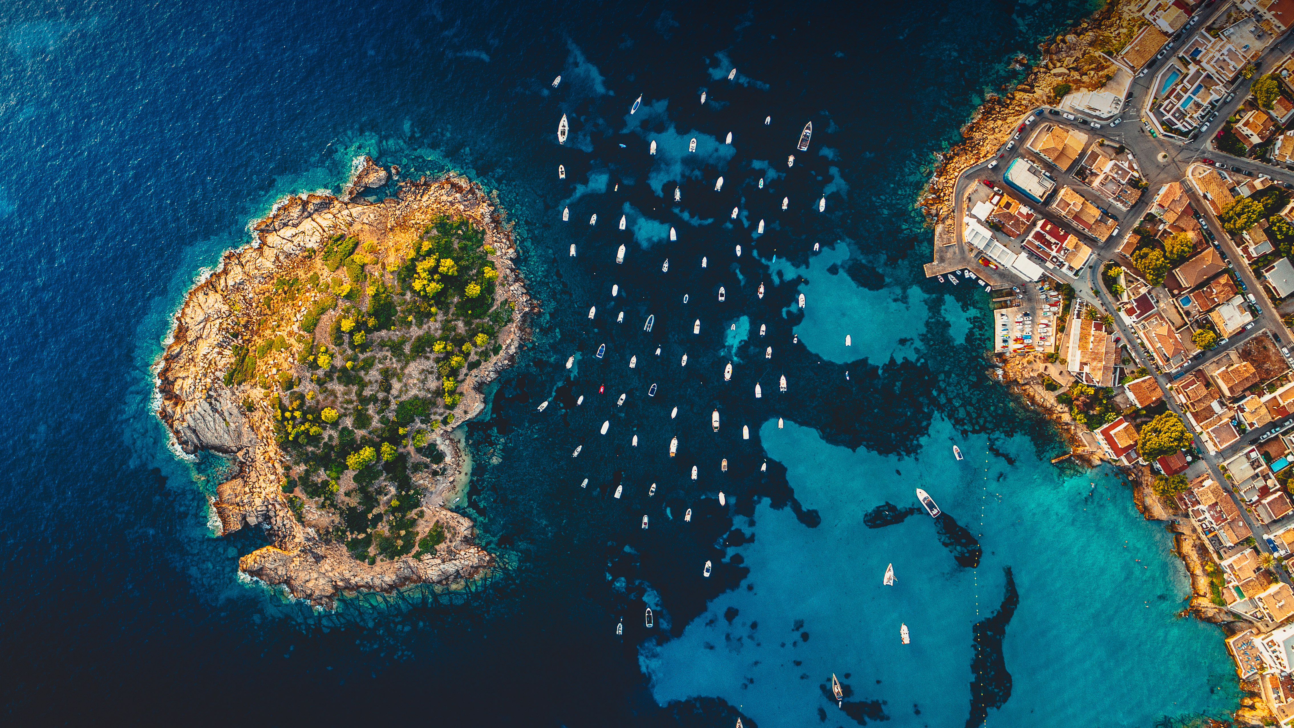 Aerial view of the island Pantaleu near Sant Elm, Mallorca, Spain by Dimitri Weber