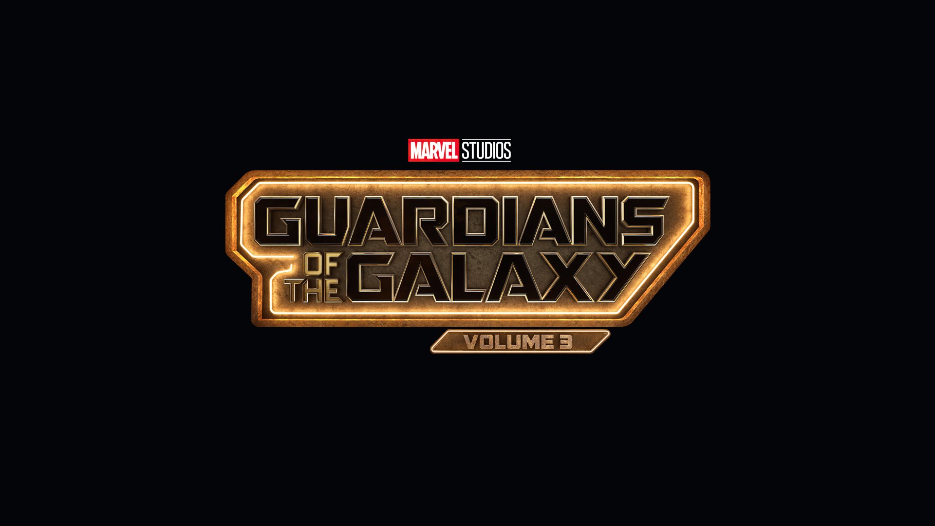 Guardians of the Galaxy Vol. 3 movie logo centered on a black field, 5K Ultra HD PC desktop wallpaper/background.