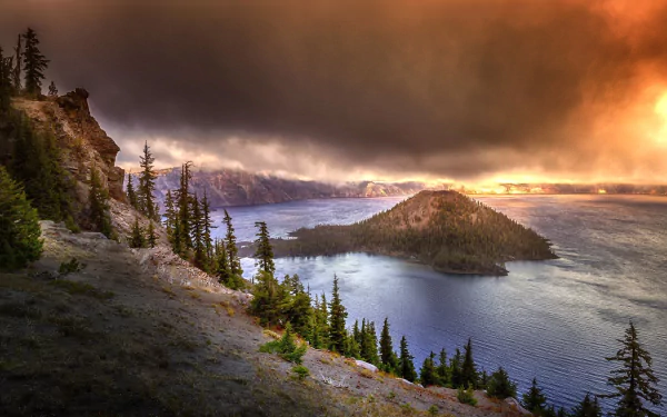 nature Crater Lake HD Desktop Wallpaper | Background Image