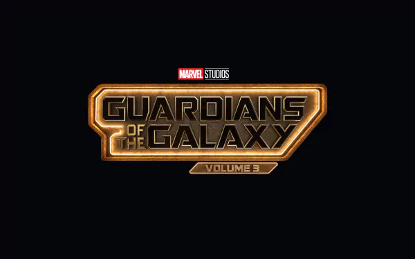 Guardians of the Galaxy Vol. 3 movie logo centered on a black field, 5K Ultra HD PC desktop wallpaper/background.