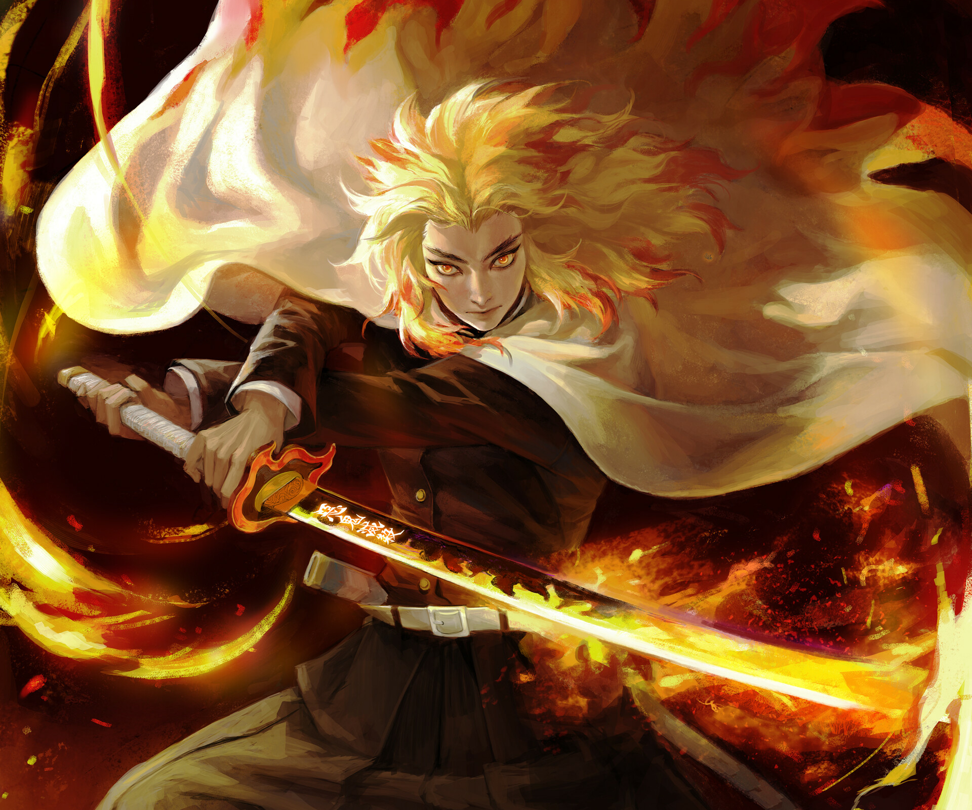 Flame hashira, demon slayer flamehashira, rengoku, HD phone wallpaper