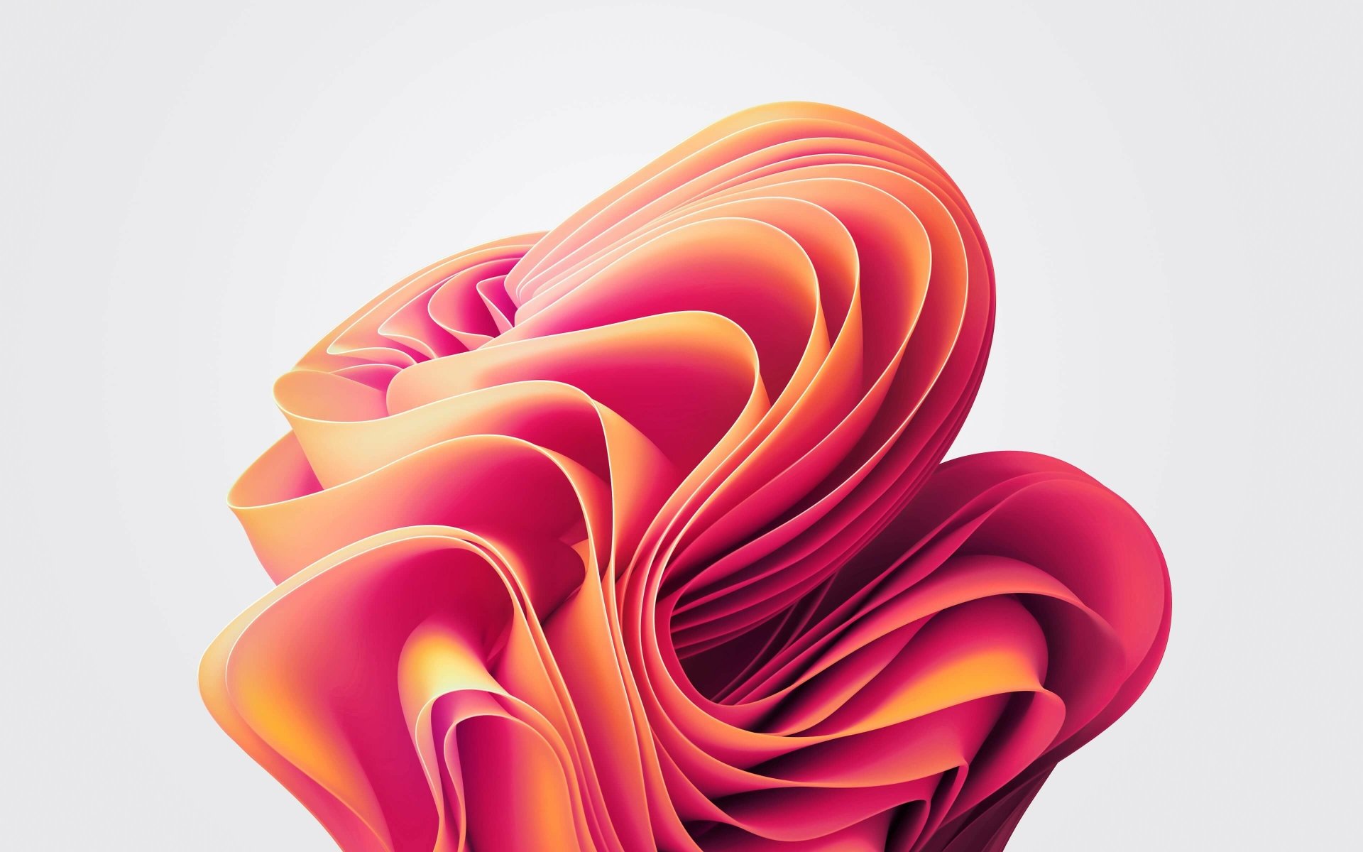 Abstract 4K Ultra HD desktop wallpaper featuring a vibrant, flowing ribbon design inspired by Windows 11 technology themes on a clean, light background.