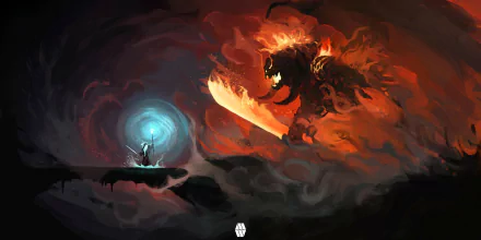 HD desktop wallpaper of Gandalf confronting the Balrog from The Lord of the Rings, with vivid fantasy elements and intense colors.