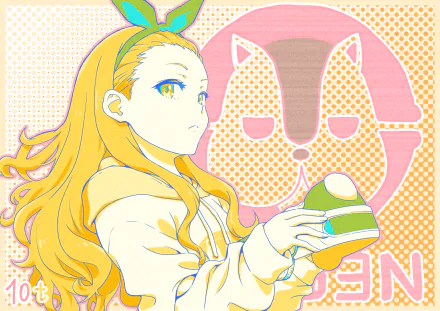 HD anime desktop wallpaper featuring Kurumi from Lycoris Recoil holding a gaming controller with a colorful, stylized background.