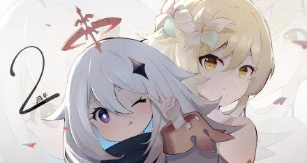 Lumine (Genshin Impact) Paimon (Genshin Impact) video game Genshin Impact HD Desktop Wallpaper | Background Image