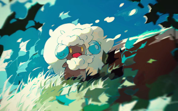 Whimsicott from Pokemon: Black and White featured in a vibrant, high-definition desktop wallpaper.