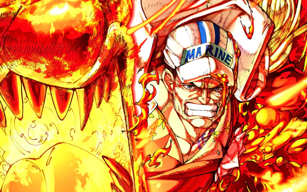 Akainu from One Piece anime in a stunning HD desktop wallpaper and background.